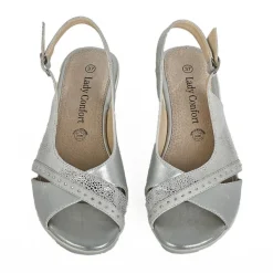 Chaussures Confort|LADY CONFORT Sandales Compensees Femme Argente