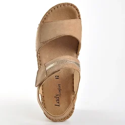 Chaussures Confort|LADY CONFORT Sandales Compensees Beige