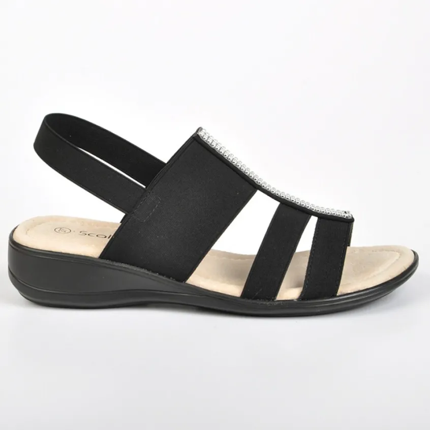 Chaussures Confort|SCALINA Sandales Compensees Noir