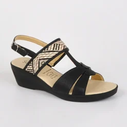 Chaussures Confort|SCALINA Sandales Femme Compensees Ultra-Leger Noir