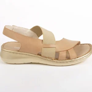 Chaussures Confort|LADY CONFORT Sandales Femme Compensees Avec Elastiques Beige