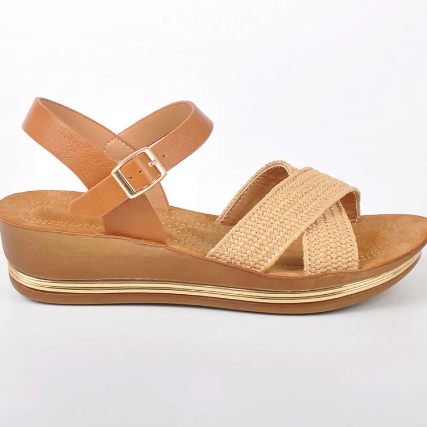 Chaussures Confort|SCALINA Sandales Femme Compensees Marron