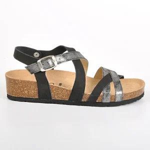 Chaussures Confort|SCALINA Sandales Femme Compensees Noir Et Gris