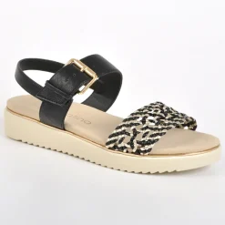 Chaussures Confort|SCALINA Sandales Femme Noir Et Or