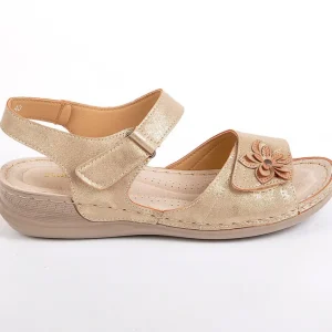 Chaussures Confort|LADY CONFORT Sandales Femme Semelles Souples Dore