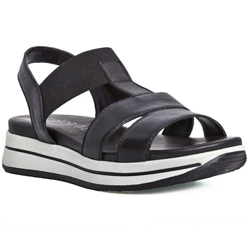 Chaussures Confort|SCALINA Sandales Plateforme Femme Cuir Noir