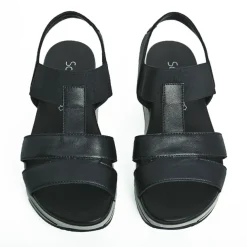Chaussures Confort|SCALINA Sandales Plateforme Femme Cuir Noir