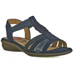 Chaussures Confort|RELIFE Sandales Plates Avec Strass Bleu