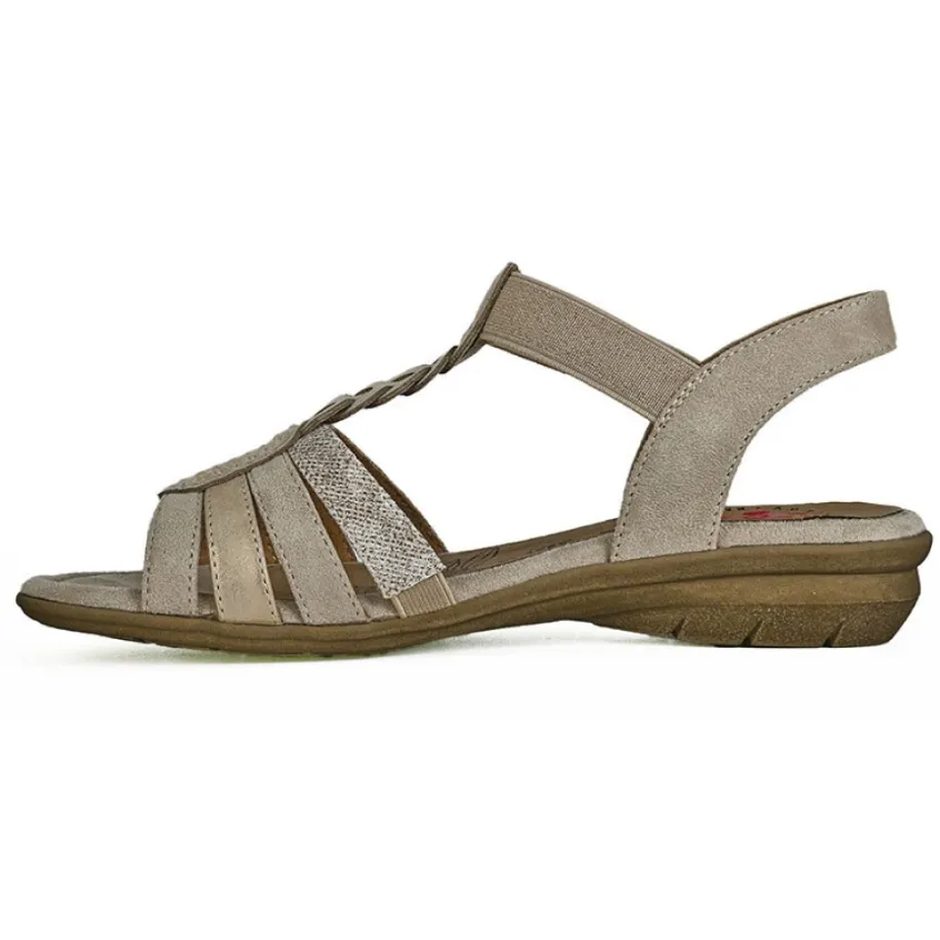 Chaussures Confort|RELIFE Sandales Plates Avec Strass Beige