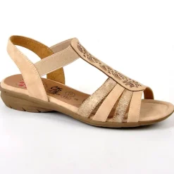 Chaussures Confort|RELIFE Sandales Plates Femme Avec Elastiques Beige