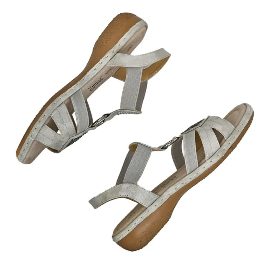 Chaussures Confort|LADY CONFORT Sandales Plates Femme Argente