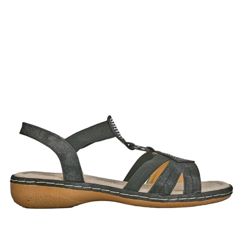 Chaussures Confort|LADY CONFORT Sandales Plates Femme Noir