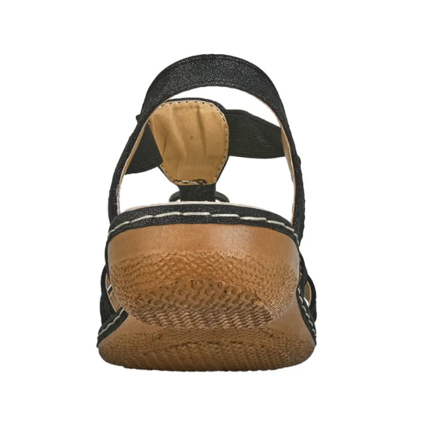 Chaussures Confort|LADY CONFORT Sandales Plates Femme Noir