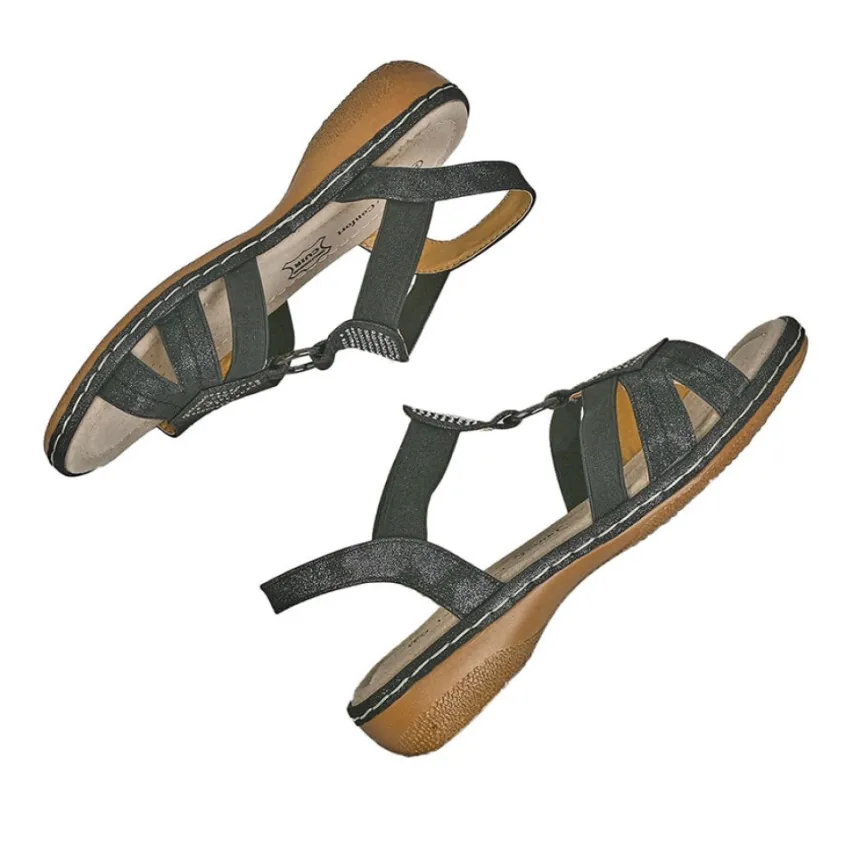 Chaussures Confort|LADY CONFORT Sandales Plates Femme Noir