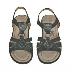 Chaussures Confort|LADY CONFORT Sandales Plates Femme Noir