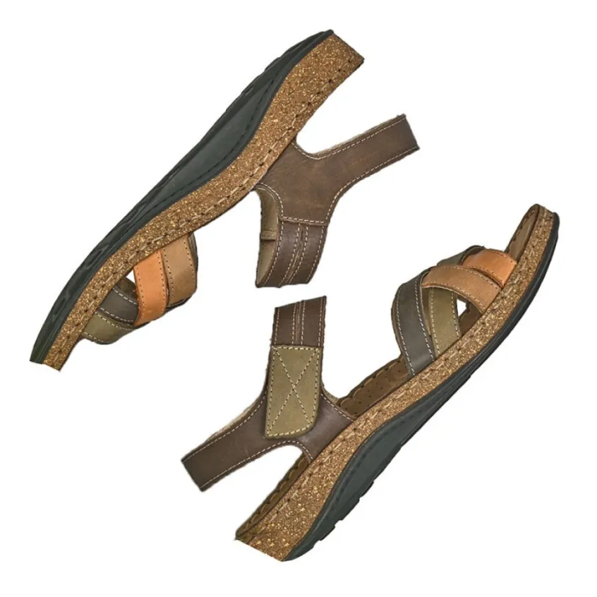 Chaussures Confort|LADY CONFORT Sandales Plates Femme Multicolore