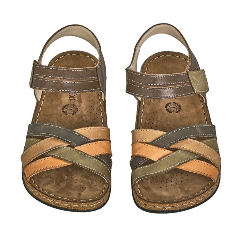 Chaussures Confort|LADY CONFORT Sandales Plates Femme Multicolore