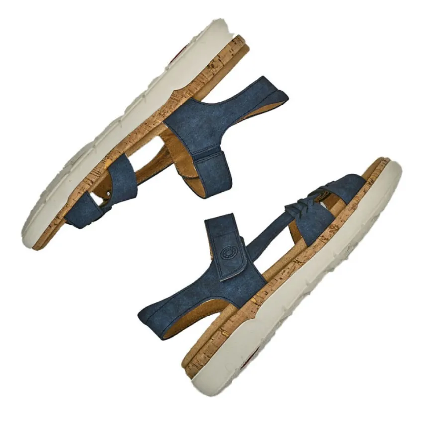 Chaussures Confort|RELIFE Sandales Plates Semelles Interieures Amovibles Bleu Marine