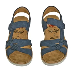 Chaussures Confort|RELIFE Sandales Plates Semelles Interieures Amovibles Bleu Marine