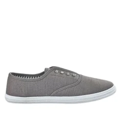 Baskets, Sneakers|STREET LIFE Tennis Femme En Toile Grise A Strass