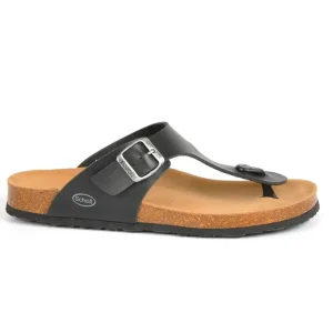 Mules, Tongs|SCHOLL Tongs Homme Semelles Anatomiques Noir En Cuir