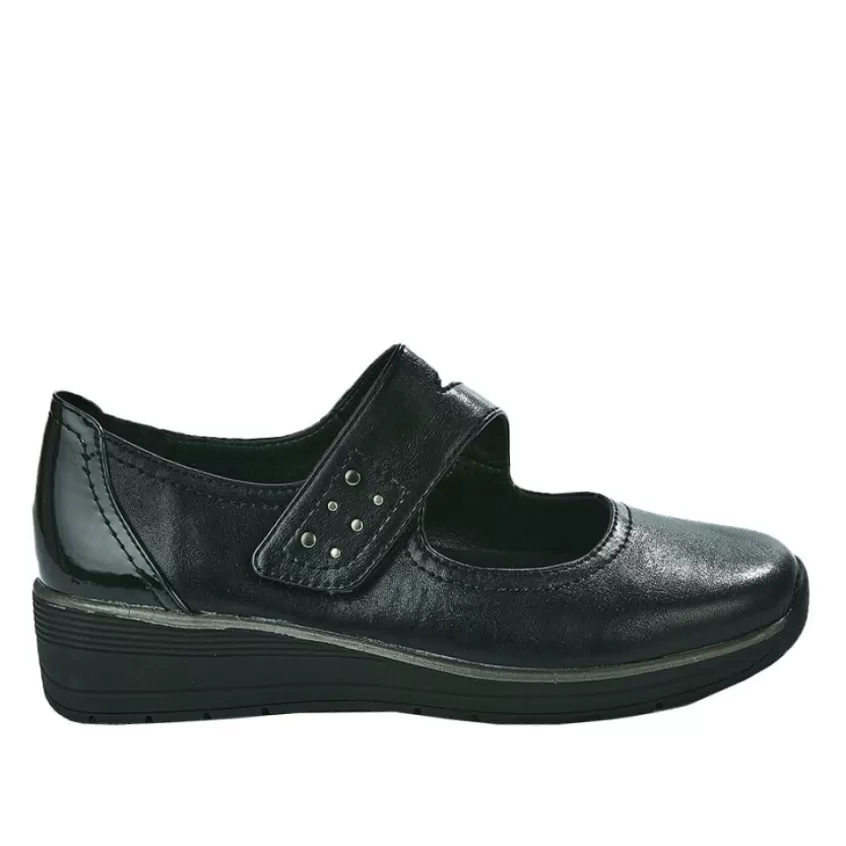 Chaussures Confort | LADY CONFORT Ballerines A Brides Femme Noir Avec Clous