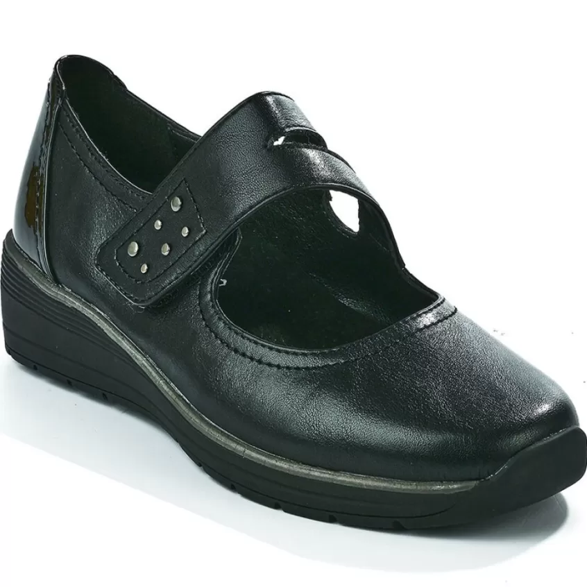 Chaussures Confort | LADY CONFORT Ballerines A Brides Femme Noir Avec Clous