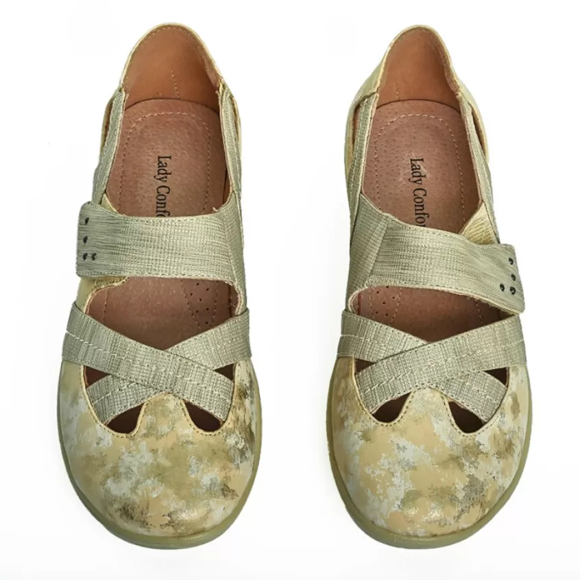 Chaussures Confort | LADY CONFORT Ballerines Confort Femme Beige A Bride