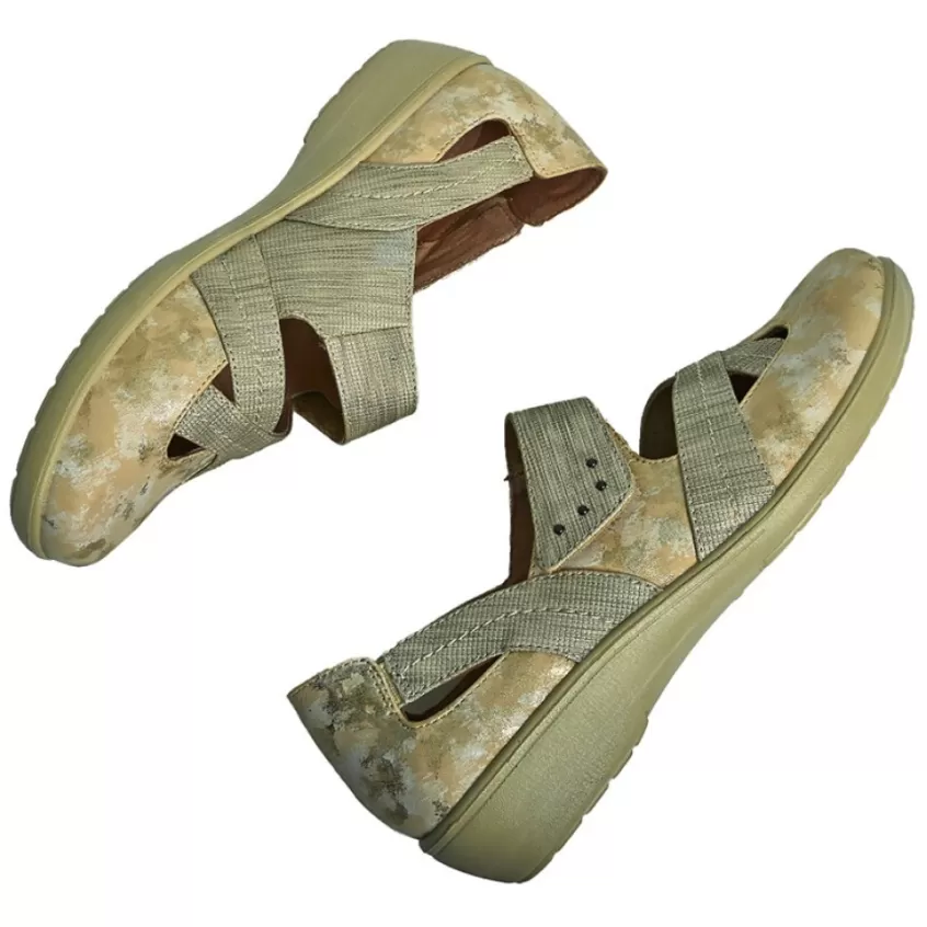 Chaussures Confort | LADY CONFORT Ballerines Confort Femme Beige A Bride