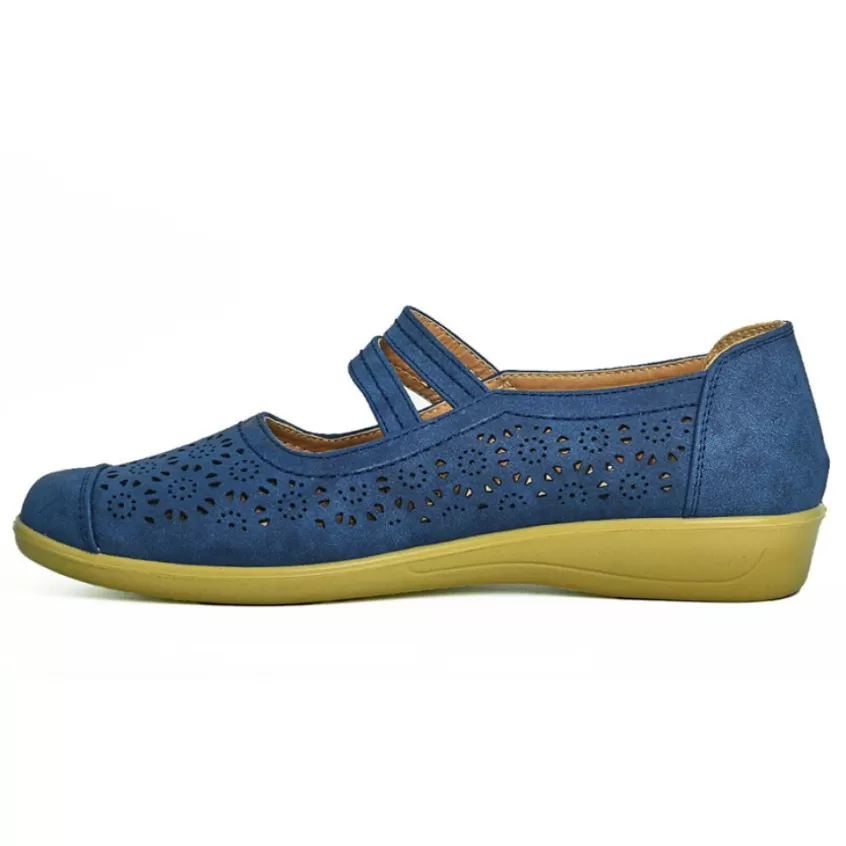 Chaussures Confort | LADY CONFORT Ballerines Confort Femme Bleu Semelles Souples