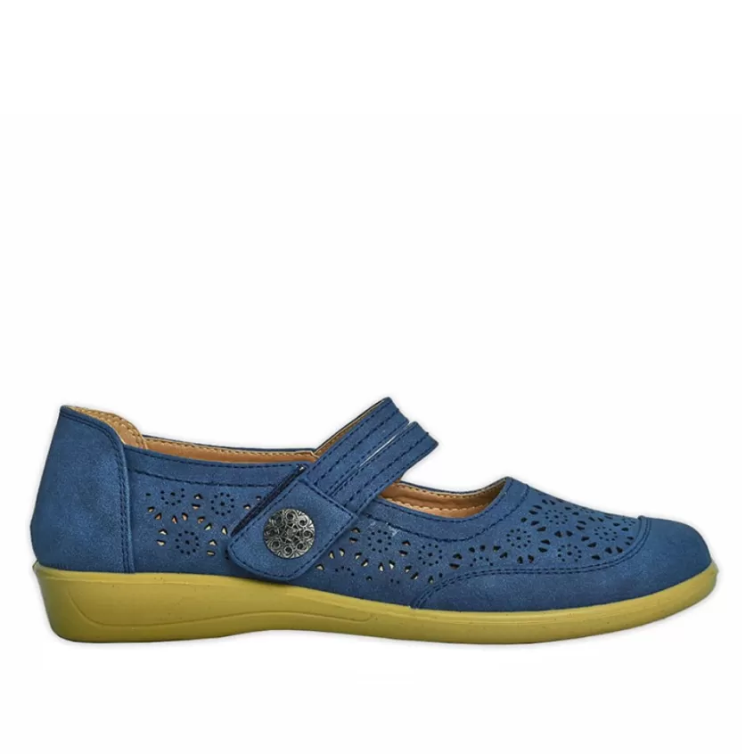 Chaussures Confort | LADY CONFORT Ballerines Confort Femme Bleu Semelles Souples