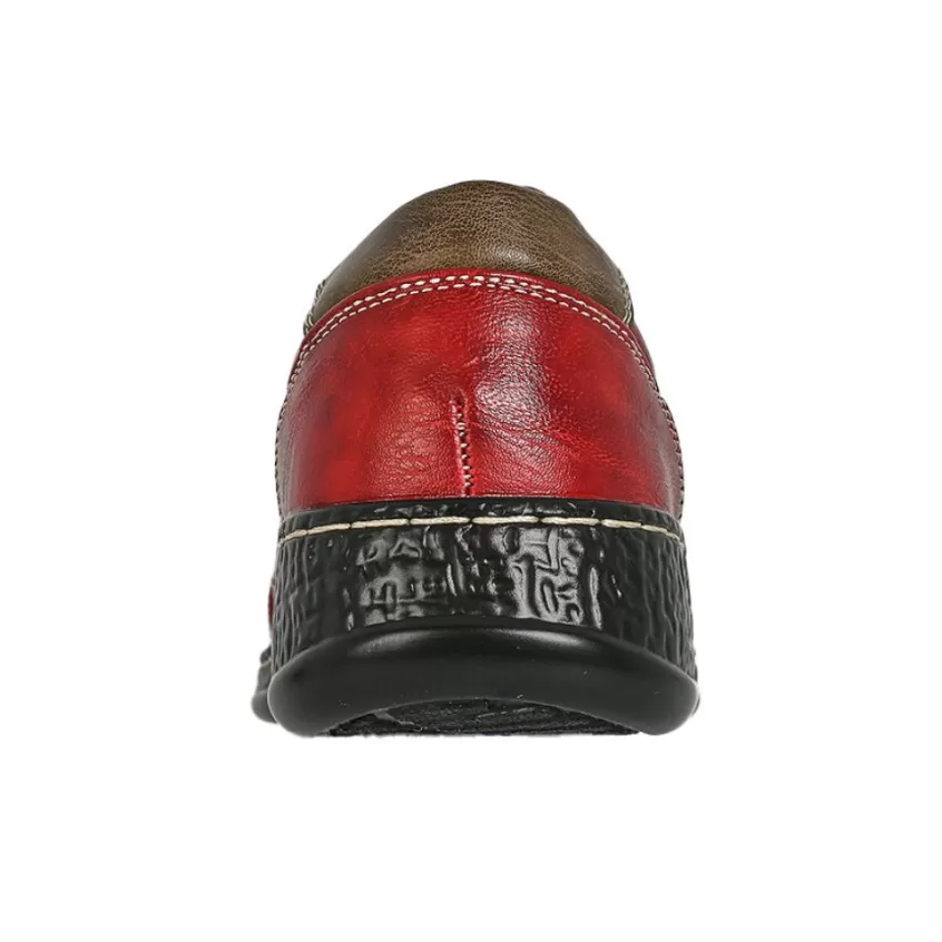 Chaussures Confort | LADY CONFORT Ballerines Confort Femme Rouge Bordeaux A Brides