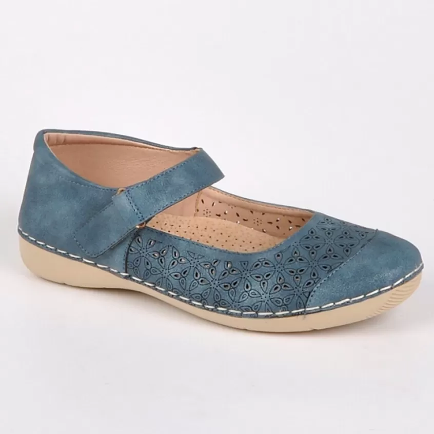 Chaussures Confort | LADY CONFORT Ballerines Femme Bleu A Brides