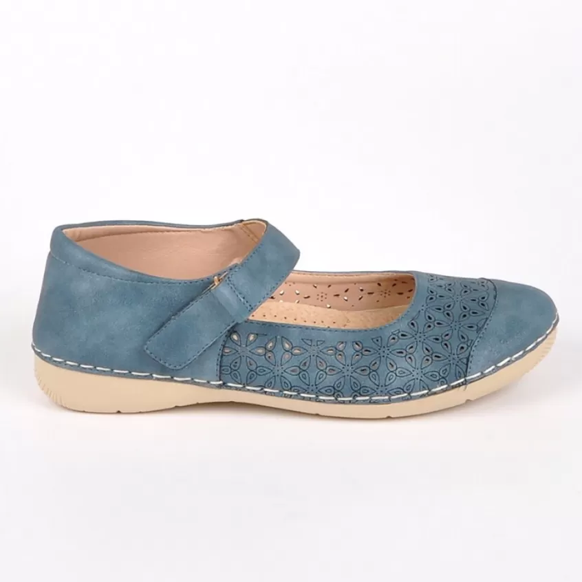 Chaussures Confort | LADY CONFORT Ballerines Femme Bleu A Brides