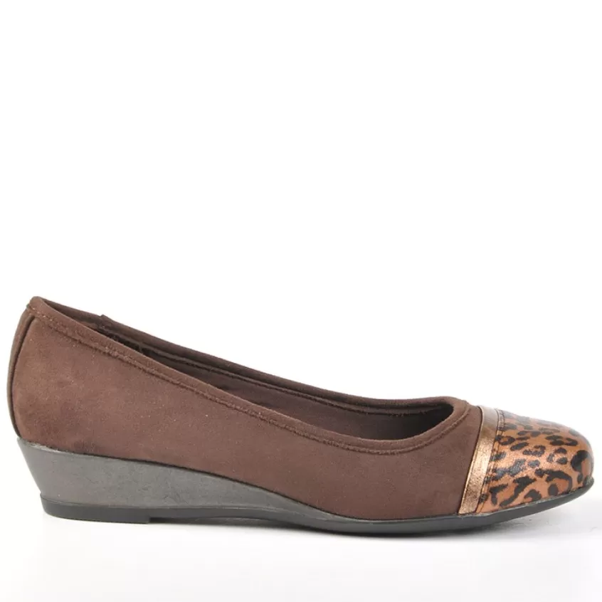 Chaussures Confort | SCALINA Ballerines Femme Marron Detail Leopard