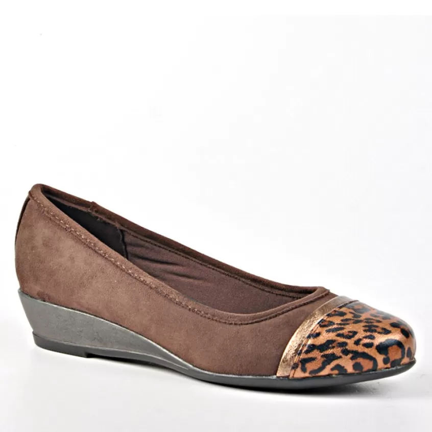 Chaussures Confort | SCALINA Ballerines Femme Marron Detail Leopard