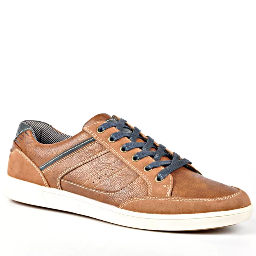 Baskets, Sneakers | CARDIFF Baskets Avec Surpiqures Contrastantes Marron