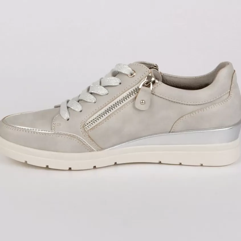 Chaussures Confort | LADY CONFORT Baskets Avec Zip Pratique Sur Le Cote Gris