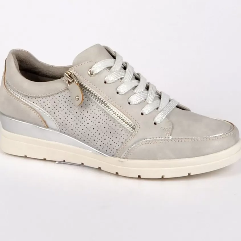 Chaussures Confort | LADY CONFORT Baskets Avec Zip Pratique Sur Le Cote Gris