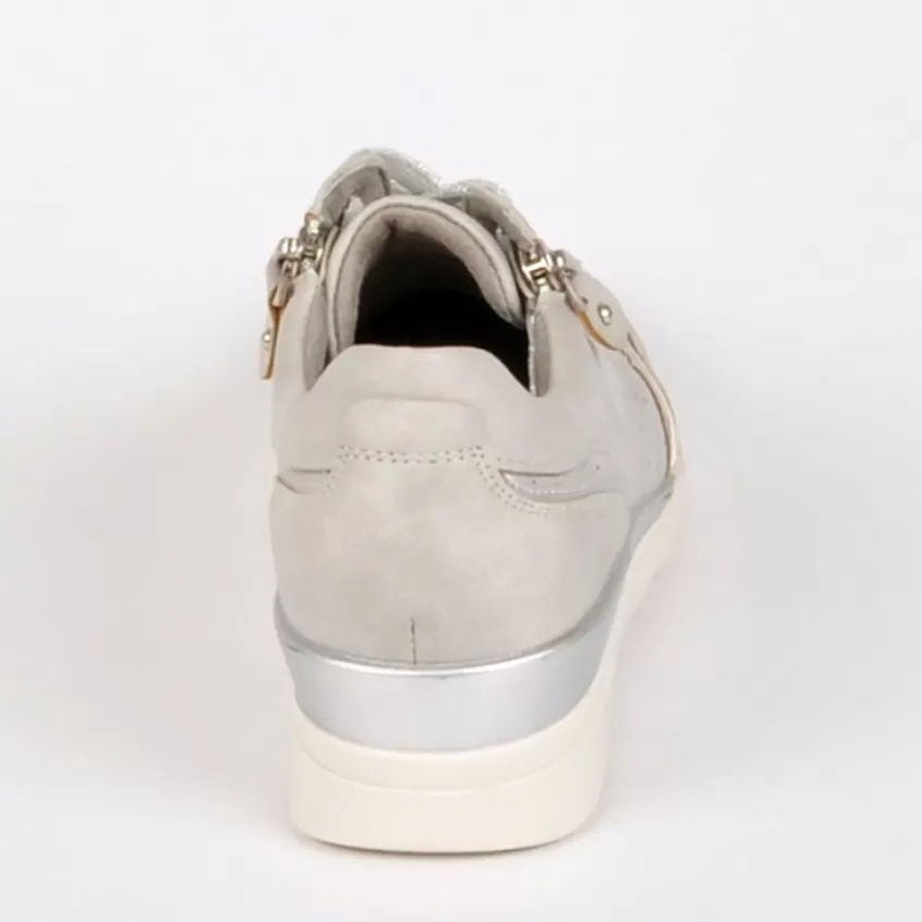 Chaussures Confort | LADY CONFORT Baskets Avec Zip Pratique Sur Le Cote Gris
