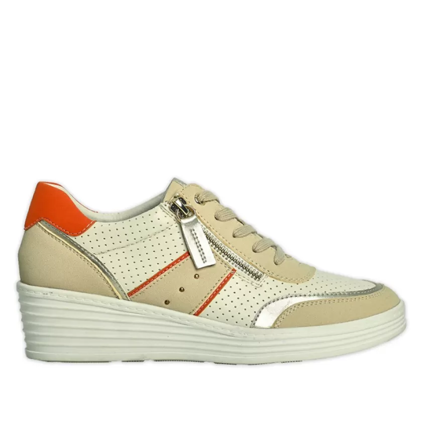 Chaussures Confort | SCALINA Baskets Compensees Femme Beige