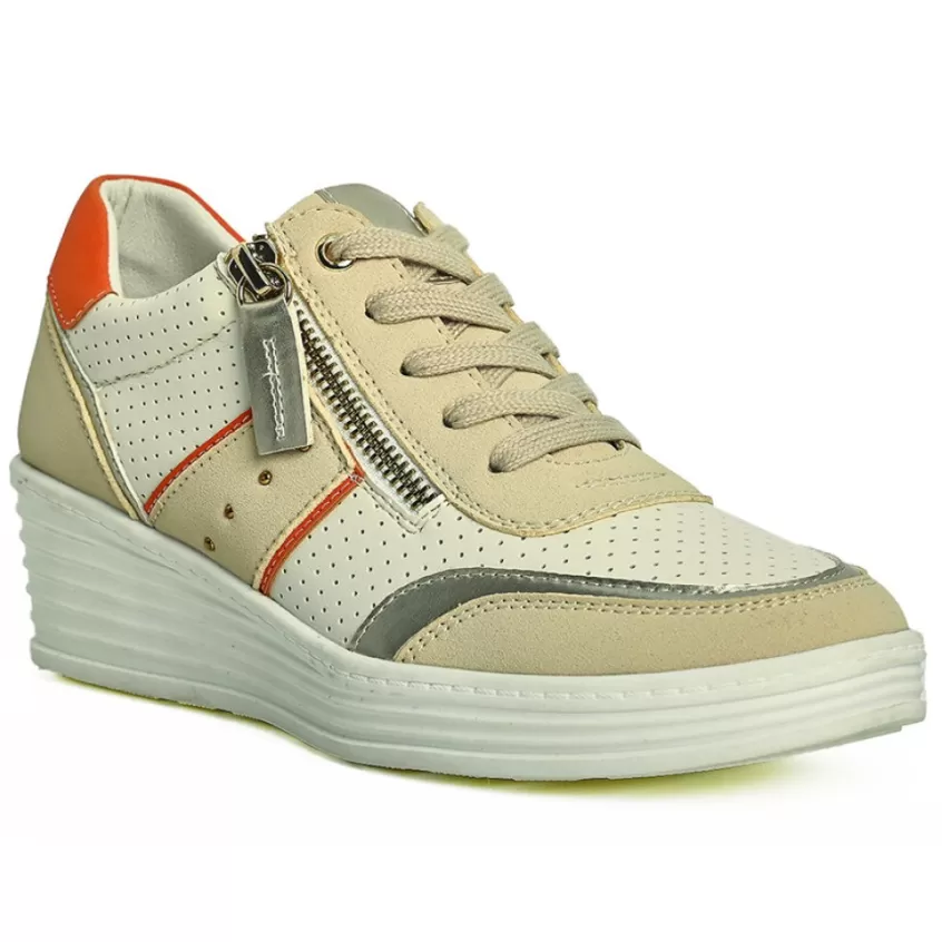 Chaussures Confort | SCALINA Baskets Compensees Femme Beige