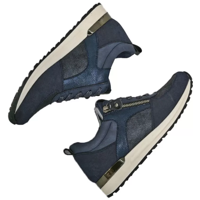 Chaussures Confort | SCALINA Baskets Confort Femme Bleu Marine A Fermeture Eclair