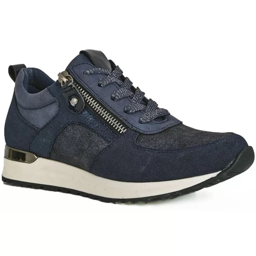 Chaussures Confort | SCALINA Baskets Confort Femme Bleu Marine A Fermeture Eclair
