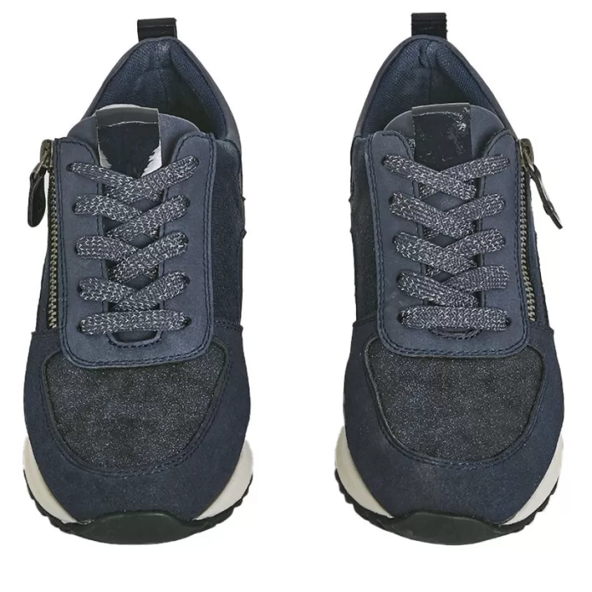 Chaussures Confort | SCALINA Baskets Confort Femme Bleu Marine A Fermeture Eclair