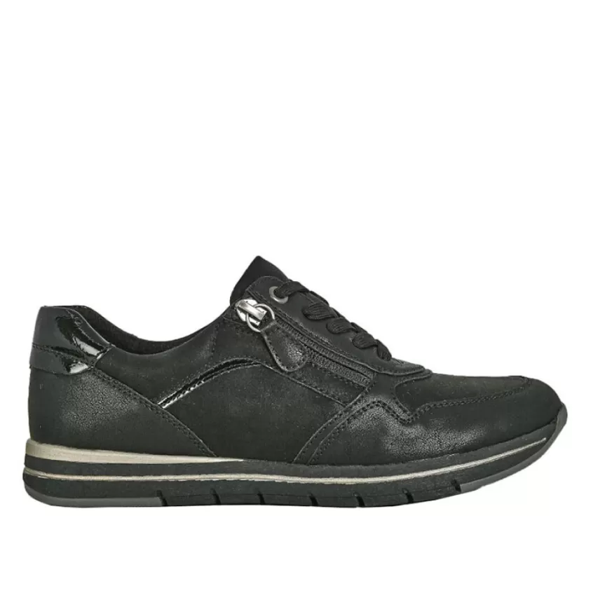 Chaussures Confort | RELIFE Baskets Confort Femme Noir Avec Fermeture Eclair