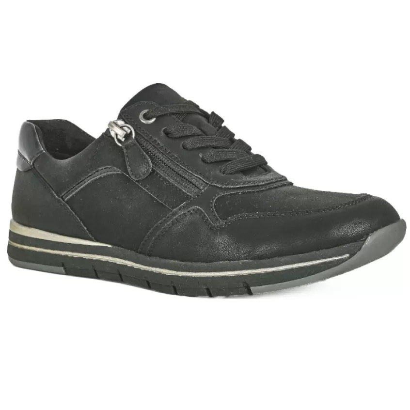 Chaussures Confort | RELIFE Baskets Confort Femme Noir Avec Fermeture Eclair