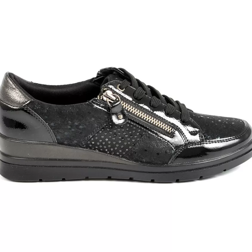Chaussures Confort | LADY CONFORT Baskets Femme Avec Strass Noir