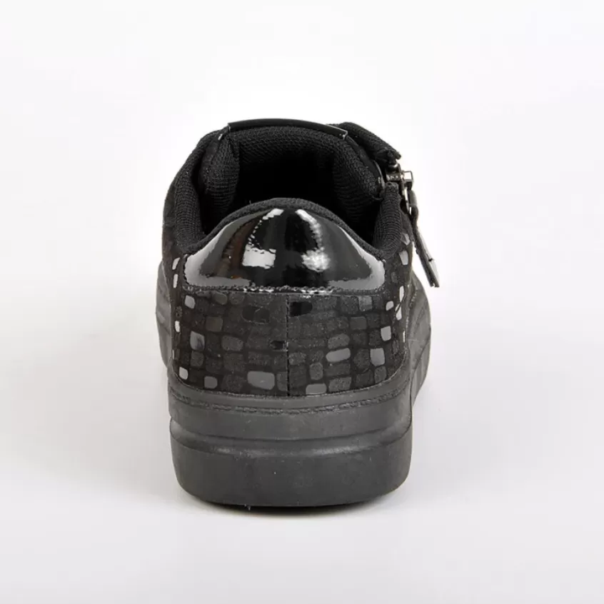 Chaussures Confort | SCALINA Baskets Femme Avec Zip Pratique Sur Le Cote Noir