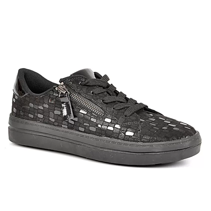 Chaussures Confort | SCALINA Baskets Femme Avec Zip Pratique Sur Le Cote Noir